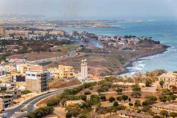 Une vue aérienne de la ville de Dakar, au Sénégal.