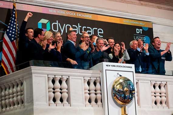 L'équipe de direction de Dynatrace lors de l'entrée en Bourse de la société.