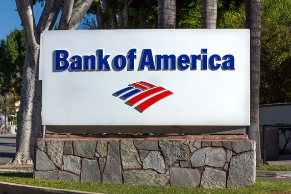 Le logo d'une succursale de Bank of America.